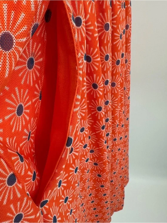 Torrid Mini Mesh Cami Shirred Bust Skater Dress Size 1 Sunny Days Nasturtium - Picture 7 of 14